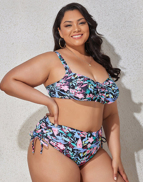 Summervivi-Printed Stripe Plus Size Bikini