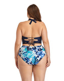 Summervivi-Paneled Floral High-Waist Plus Size Bikini Swimsuit