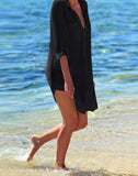Summervivi-Black Cardigan Swimsuit Cover Up