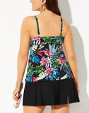 Summervivi-Belize Tie Front Underwire Tankini With Side Slit Swim Skirt