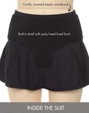 Summervivi-Black White Dot Loop Strap Blouson Tankini Set With Skirt