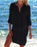 Summervivi-Black Cardigan Swimsuit Cover Up