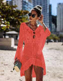 Summervivi - Orange Knitted Hollow Beach Sunscreen Blouse