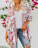 Summervivi-White Printed Blouse Cover Up