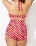 Summervivi-Dot Halter High Waist Bikini