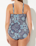 Summervivi-Blue Imperial Ruched Sweetheart One Piece Swimsuit