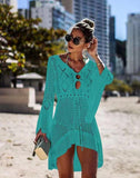 Summervivi - Green Knitted Cutout Beach Sunscreen Blouse