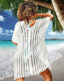 Summervivi - White hollow knit loose beach sunscreen blouse