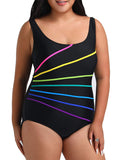 Summervivi-Multi Colorblock Fan Tank Swimsuit