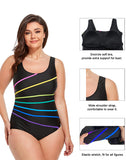 Summervivi-Multi Colorblock Fan Tank Swimsuit