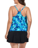 Summervivi-Lightweight Blouson Tankini Set Side Slit Swim Skirt