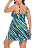 Summervivi-Painterly Stripe Two-Piece Swim Dress Set
