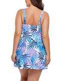 Summervivi-Multi Color Leaves Two-Piece Swim Dress Set