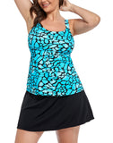Summervivi-Water Cube Flared Tankini Set With Chlorine Resistant A-Line Swim Skirt