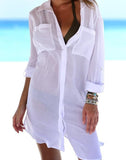 Summervivi-White Cardigan Swimsuit Cover Up